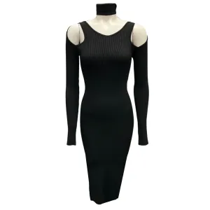 Coperni Black Cut-Out Detail Ribbed Knit Midi Dress