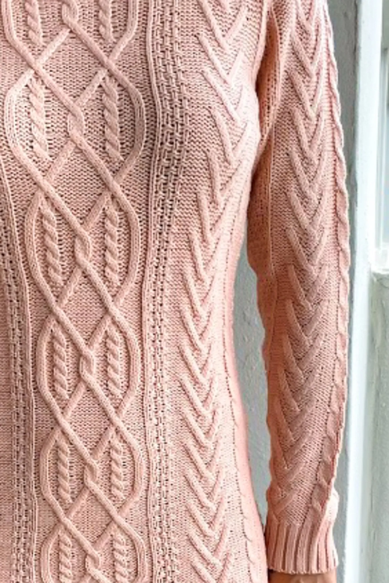 Coral Pink Knit Midi Dress