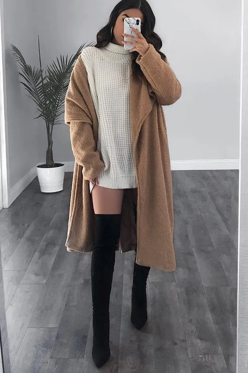 Cream Chunky Knit Jumper Dress - Maci