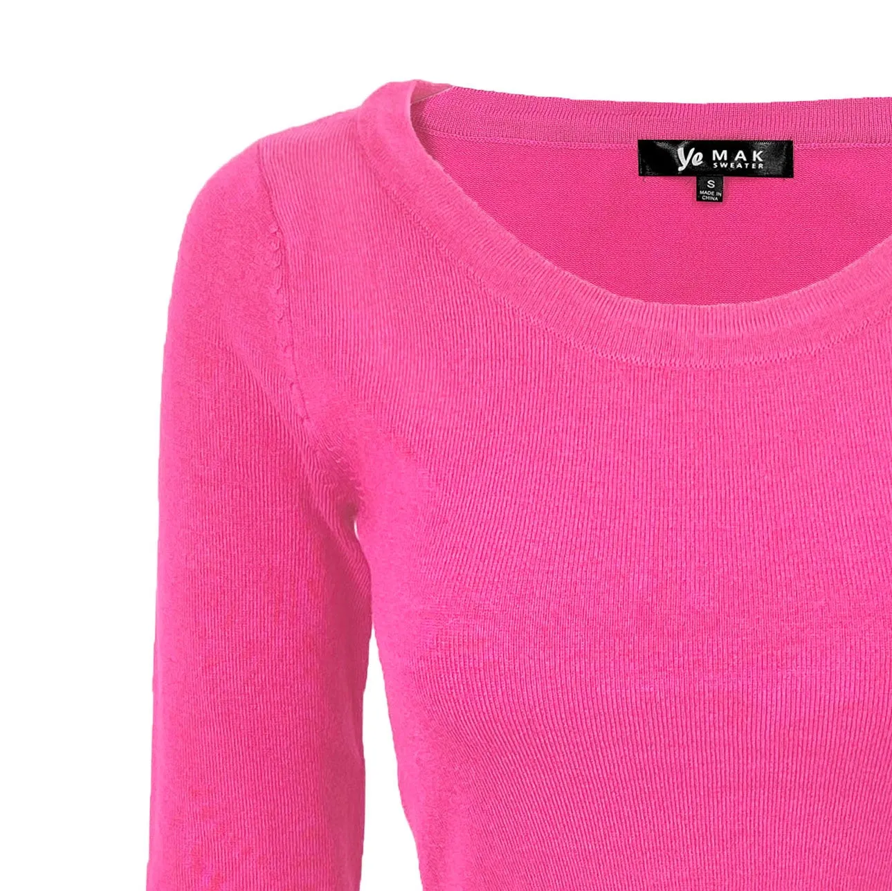 Cropped Long Sleeve Sweater in Hot Pink