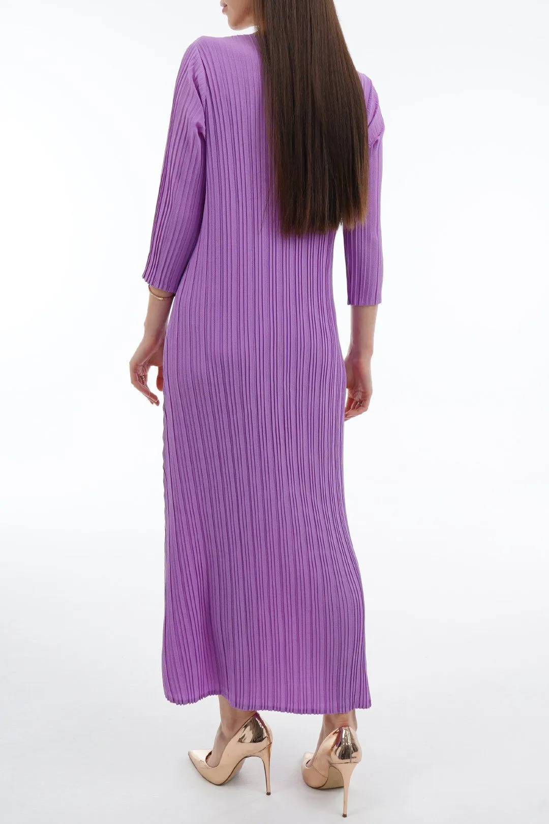 Dael Pleated 3/4 Sleeve Dress (Slim Fit)