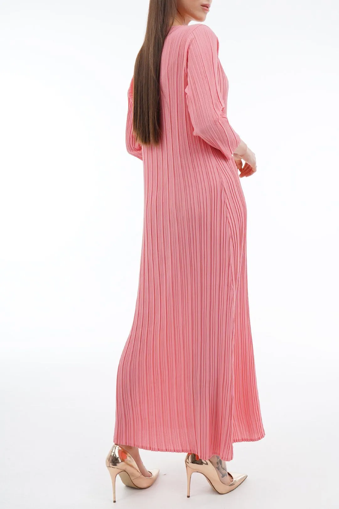 Dael Pleated 3/4 Sleeve Dress (Slim Fit)