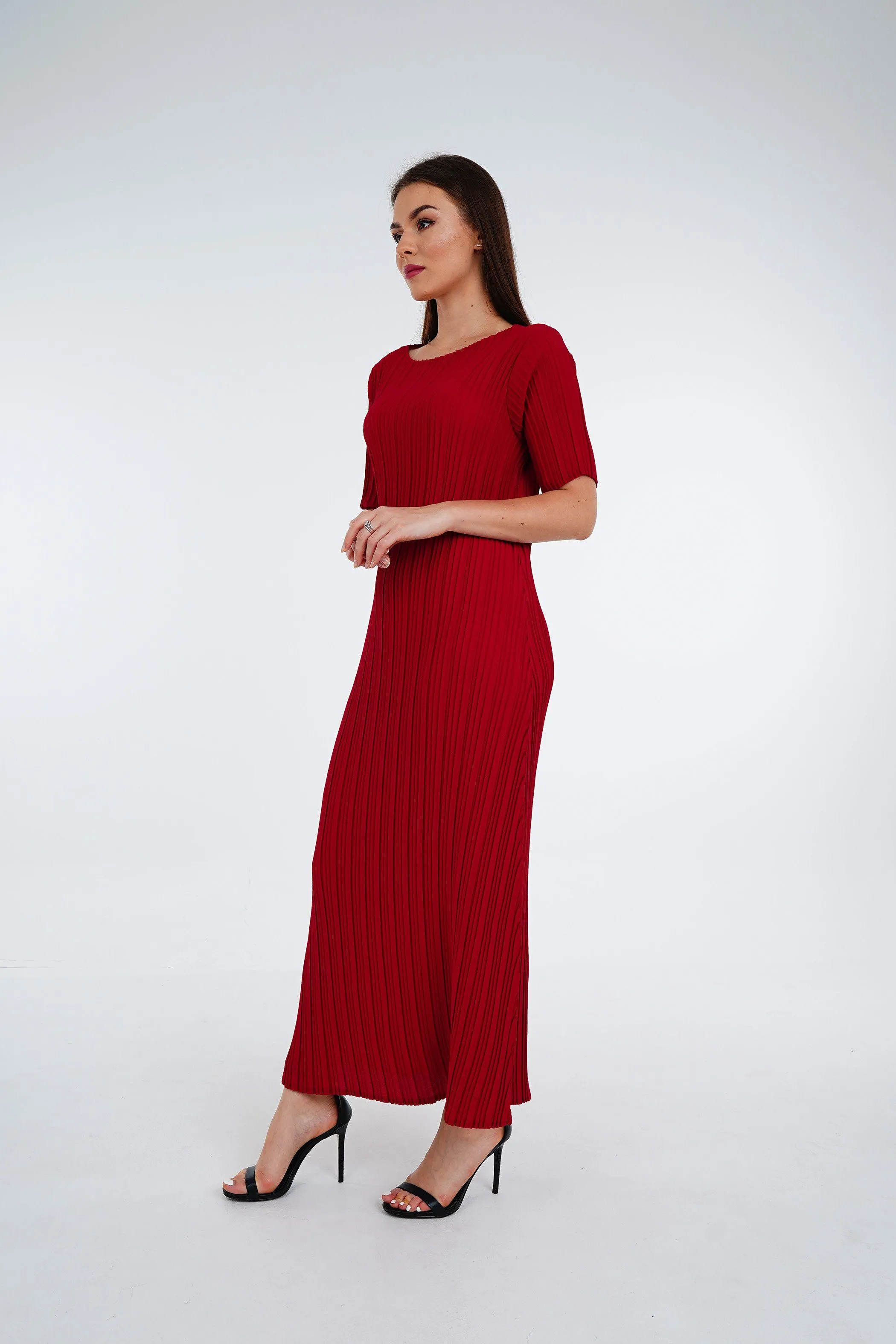 Dael Pleated Short Sleeve Dress (Slim Fit)