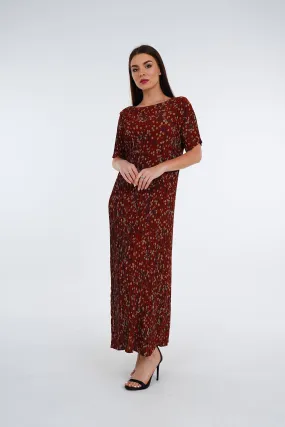 Dael Pleated Short Sleeve Floral Dress (Slim Fit)