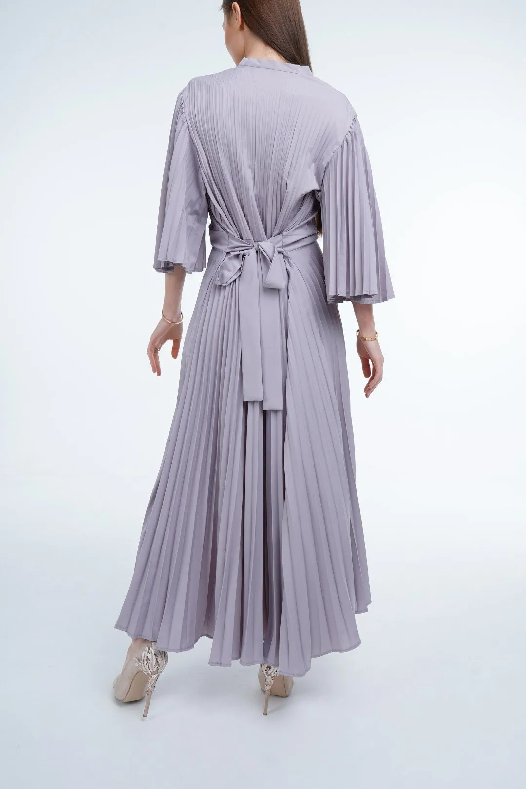 Daniella Pleated Dress With Waist Belt