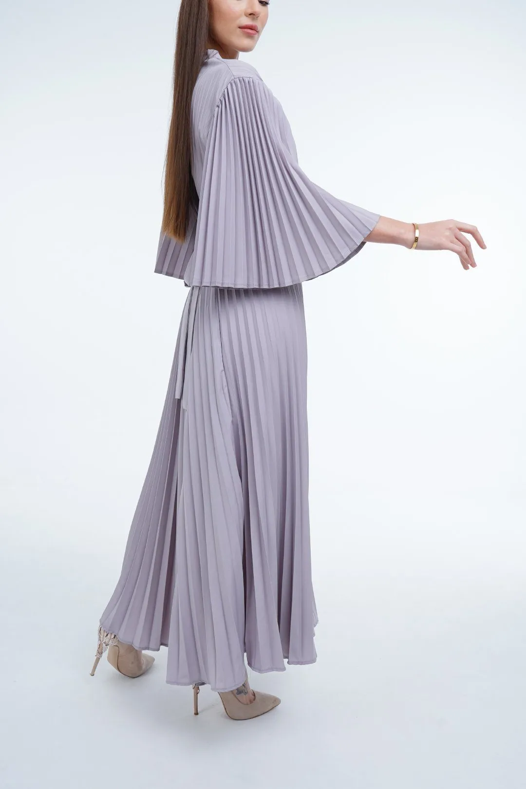 Daniella Pleated Dress With Waist Belt