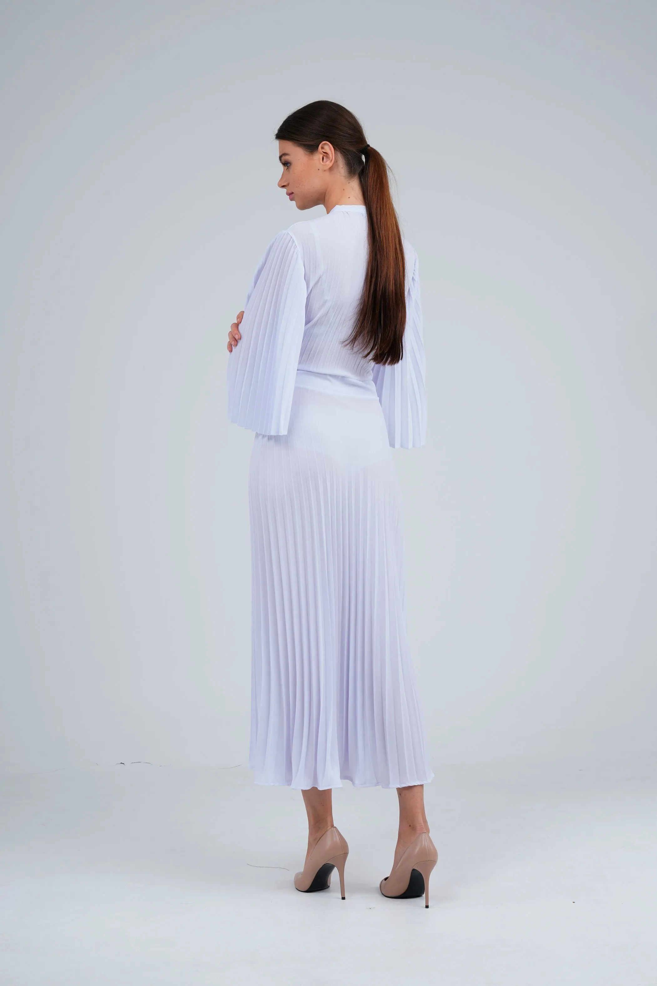 Daniella Pleated Dress With Waist Belt