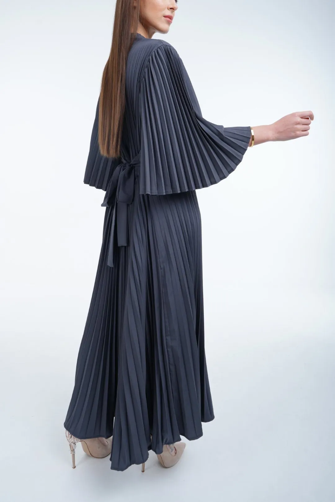 Daniella Pleated Dress With Waist Belt