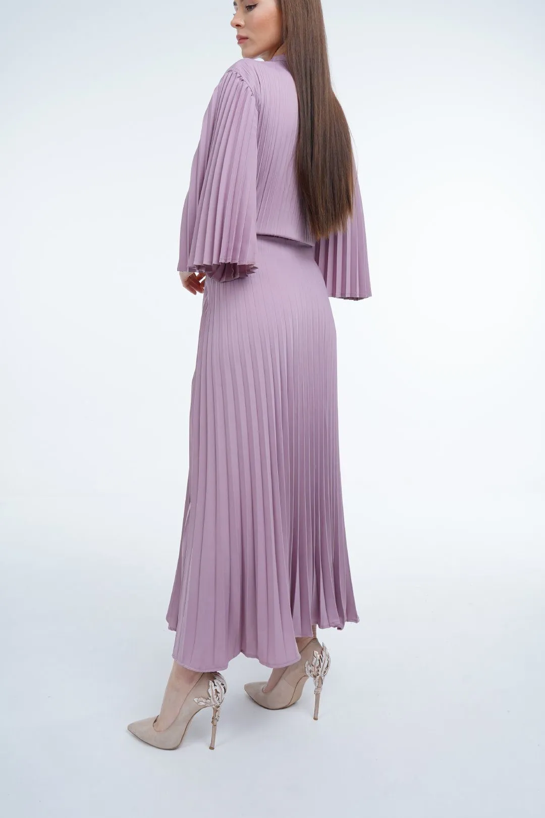 Daniella Pleated Dress With Waist Belt