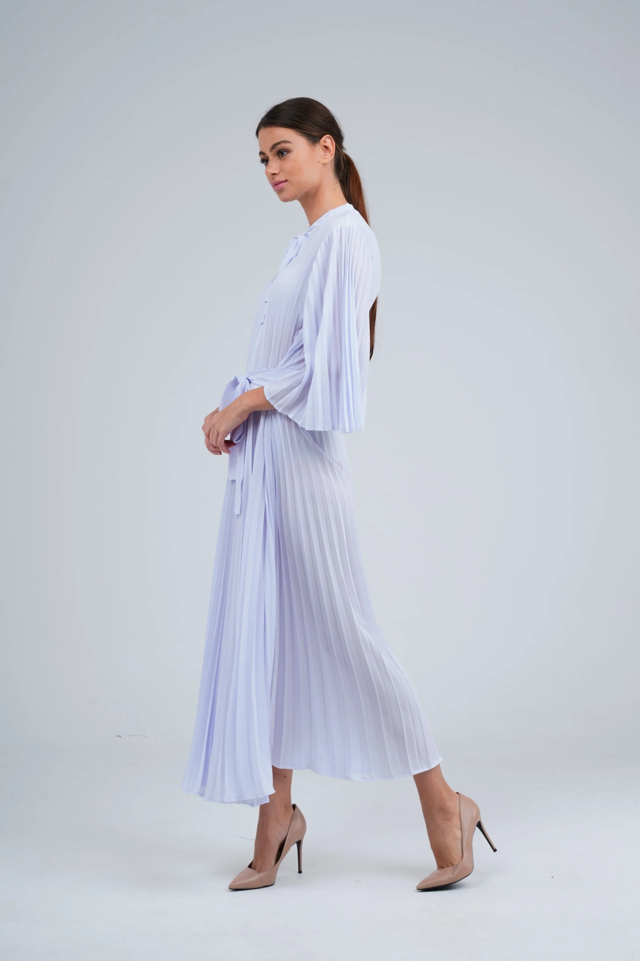 Daniella Pleated Dress With Waist Belt