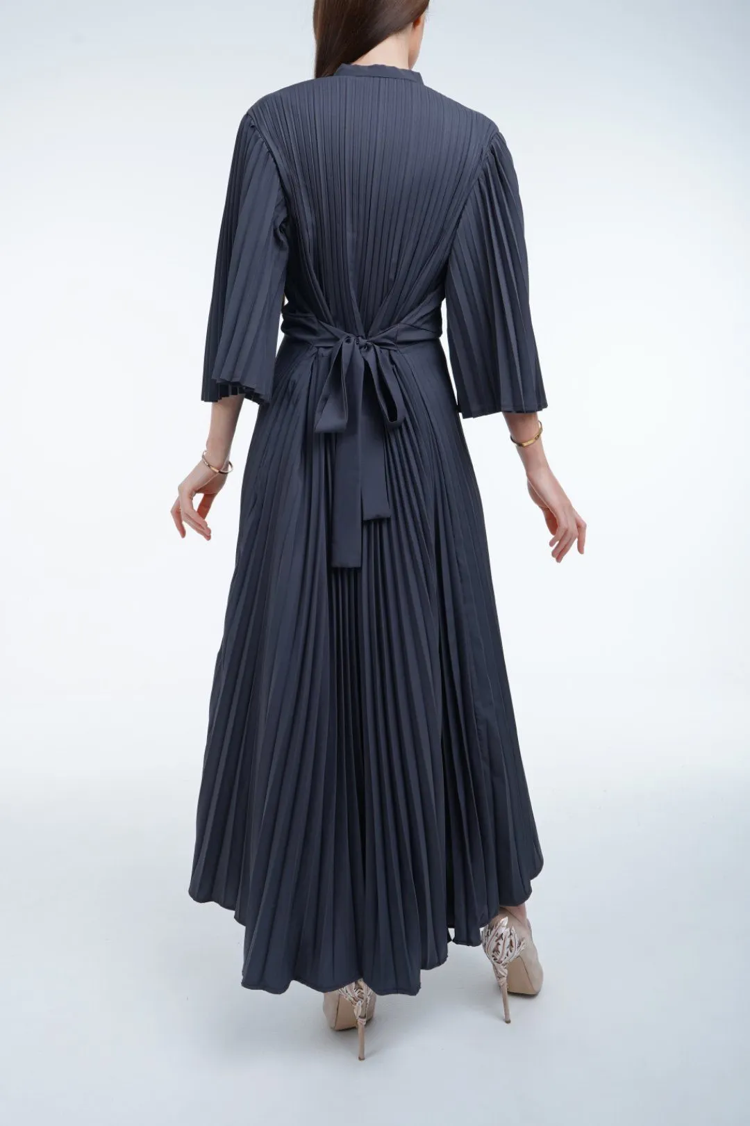 Daniella Pleated Dress With Waist Belt