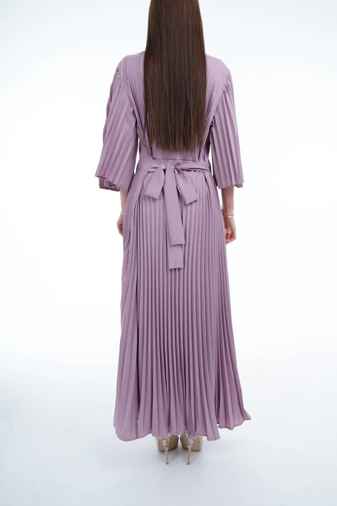 Daniella Pleated Dress With Waist Belt