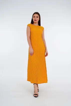 Dara Boat Neck Pleated Dress (Slim Fit)