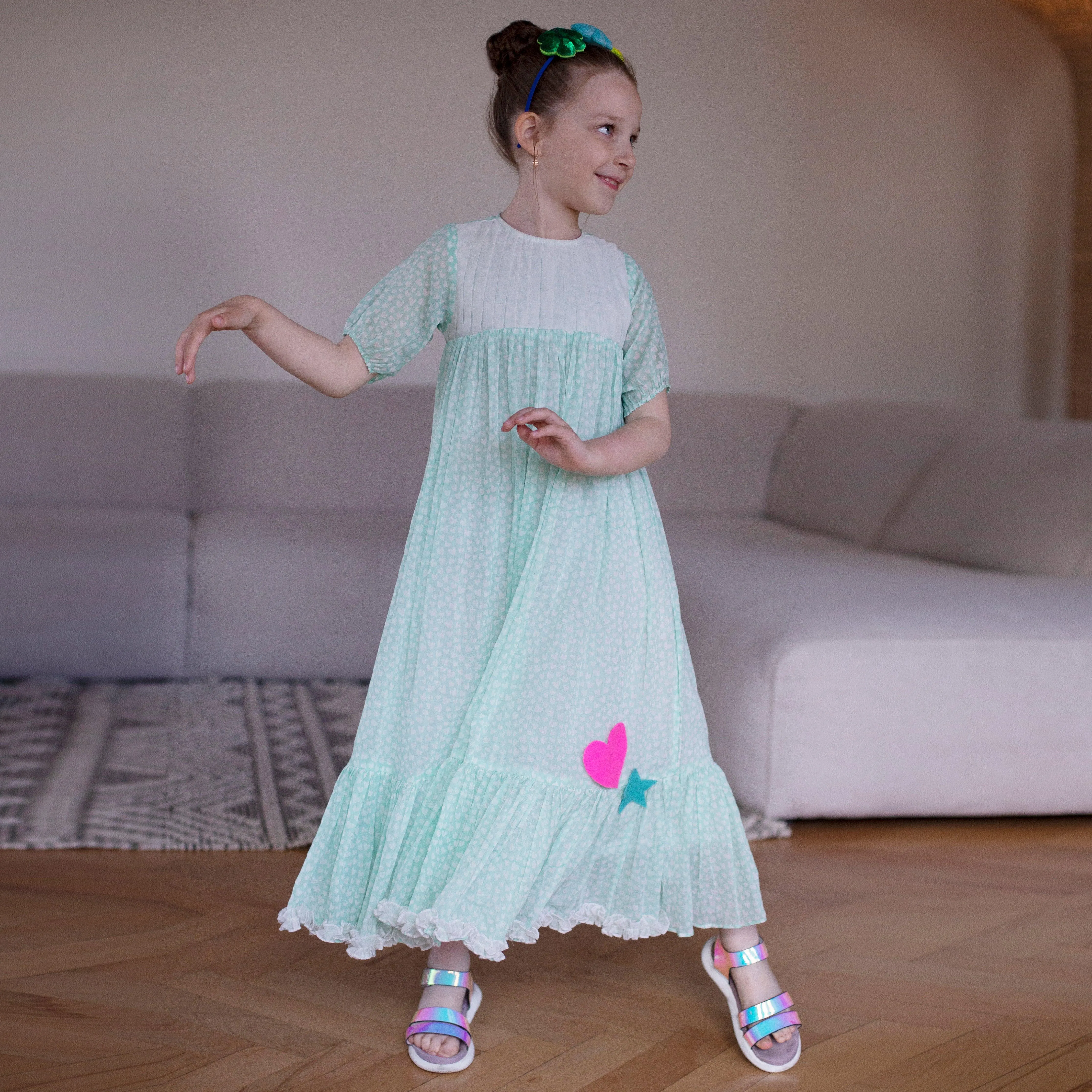 Day Dreamer- Mint Dress with Hearts for Girls