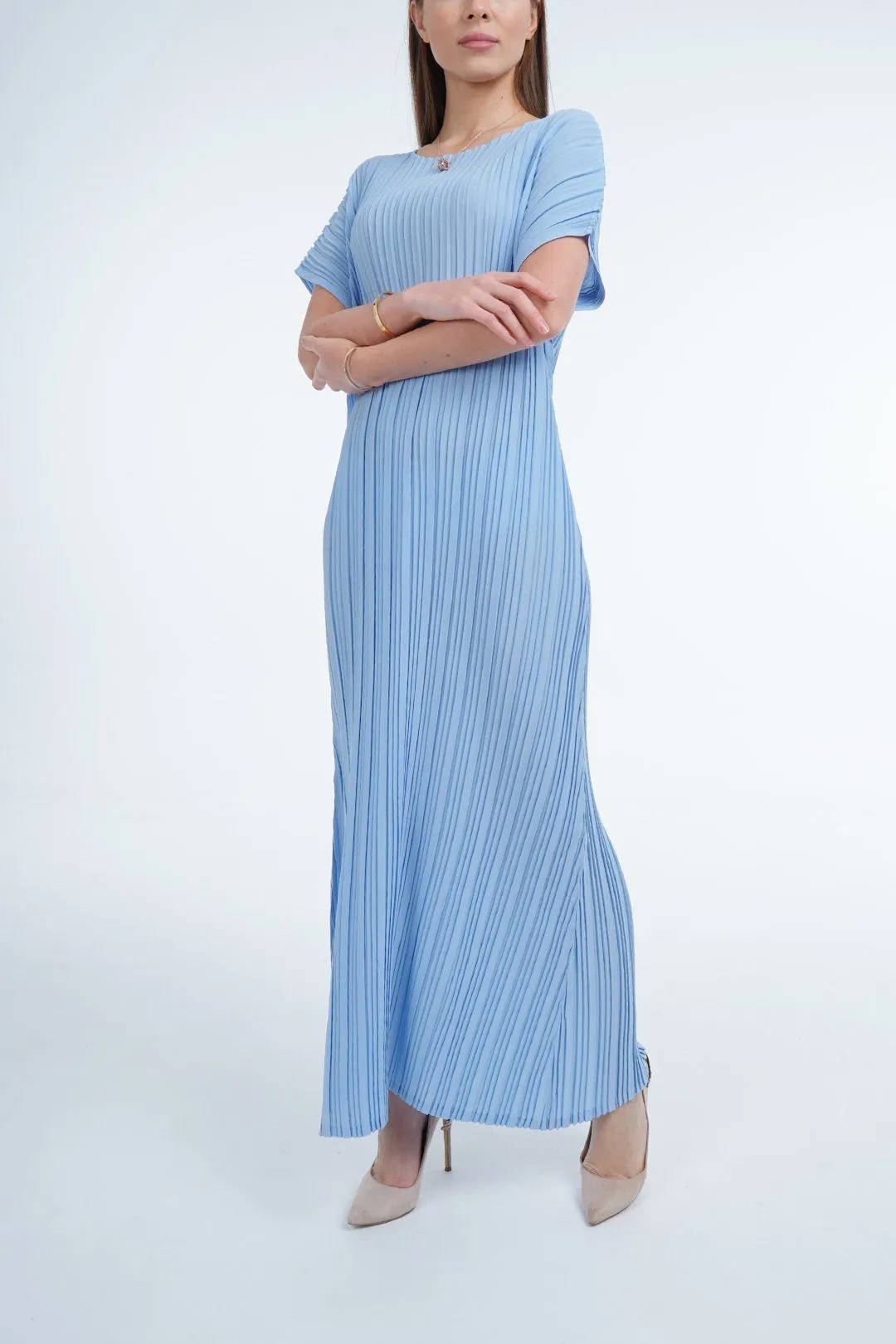 Delma Short Sleeve Pleated Dress