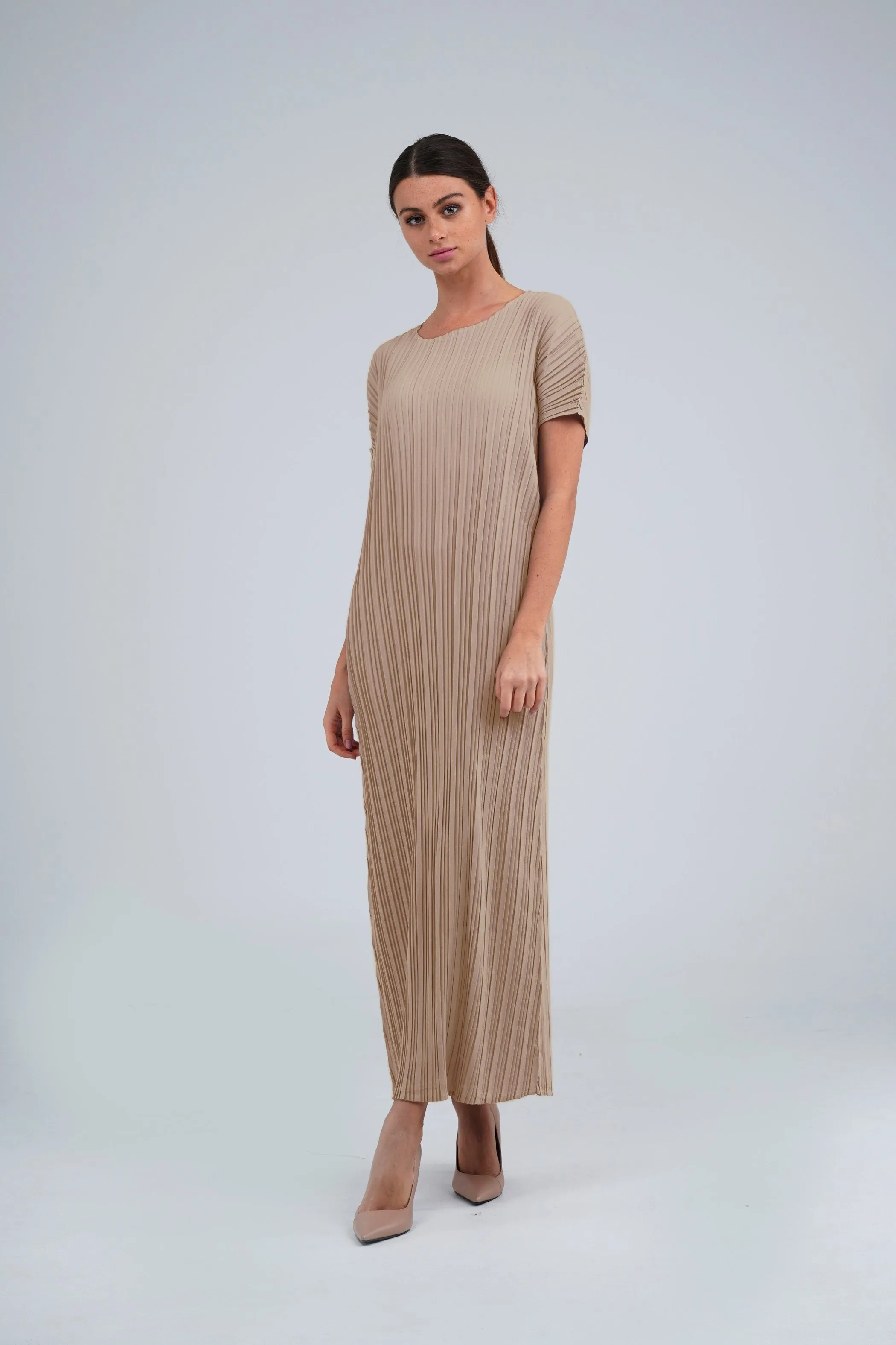 Delma Short Sleeve Pleated Dress