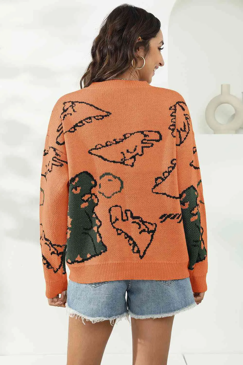 Dinosaur Print Pullover Sweater