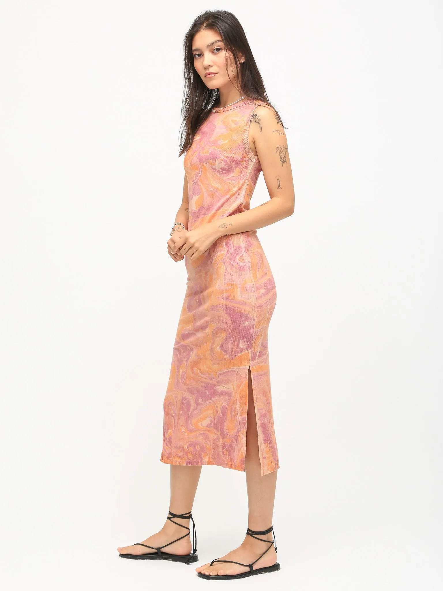 Donna Rib Dress - Marble Sangria