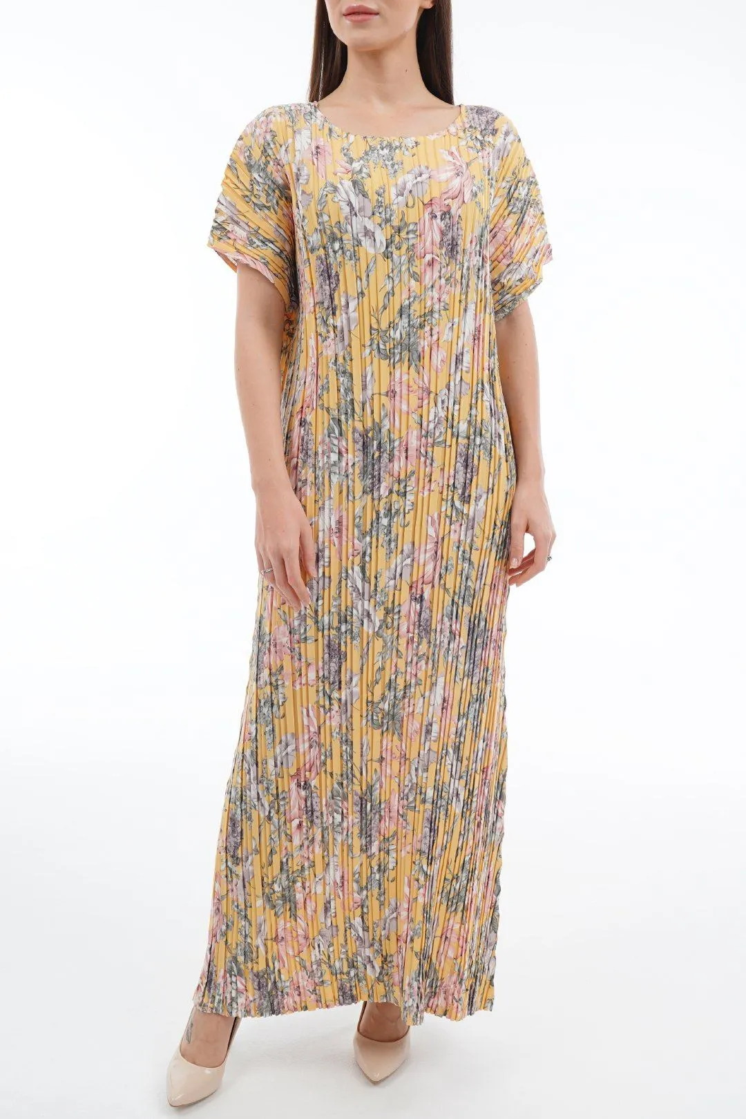 Doreen Pleated Cap Sleeve Floral Dress