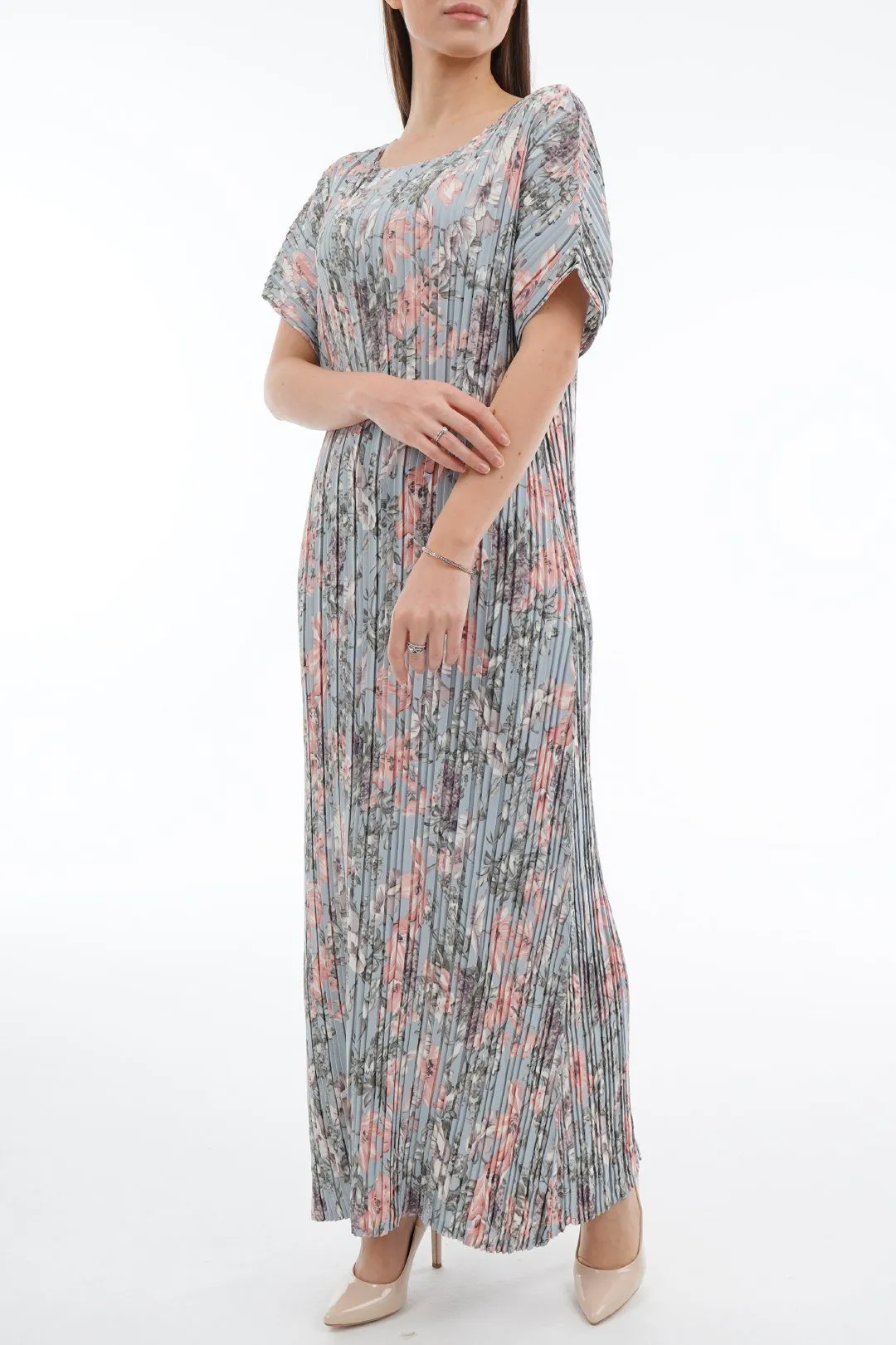 Doreen Pleated Cap Sleeve Floral Dress