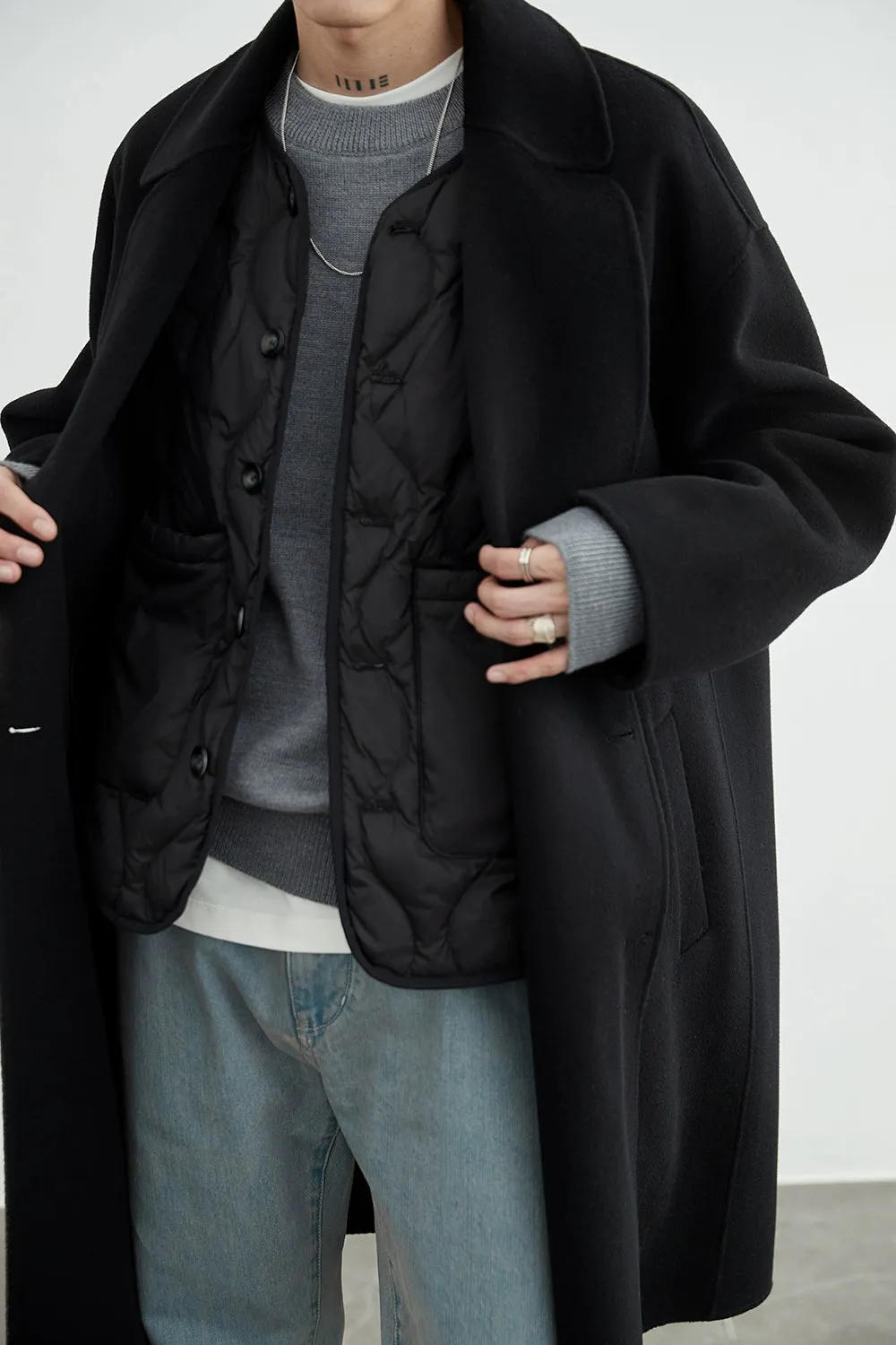 Double-Breasted Oversized Long Coat