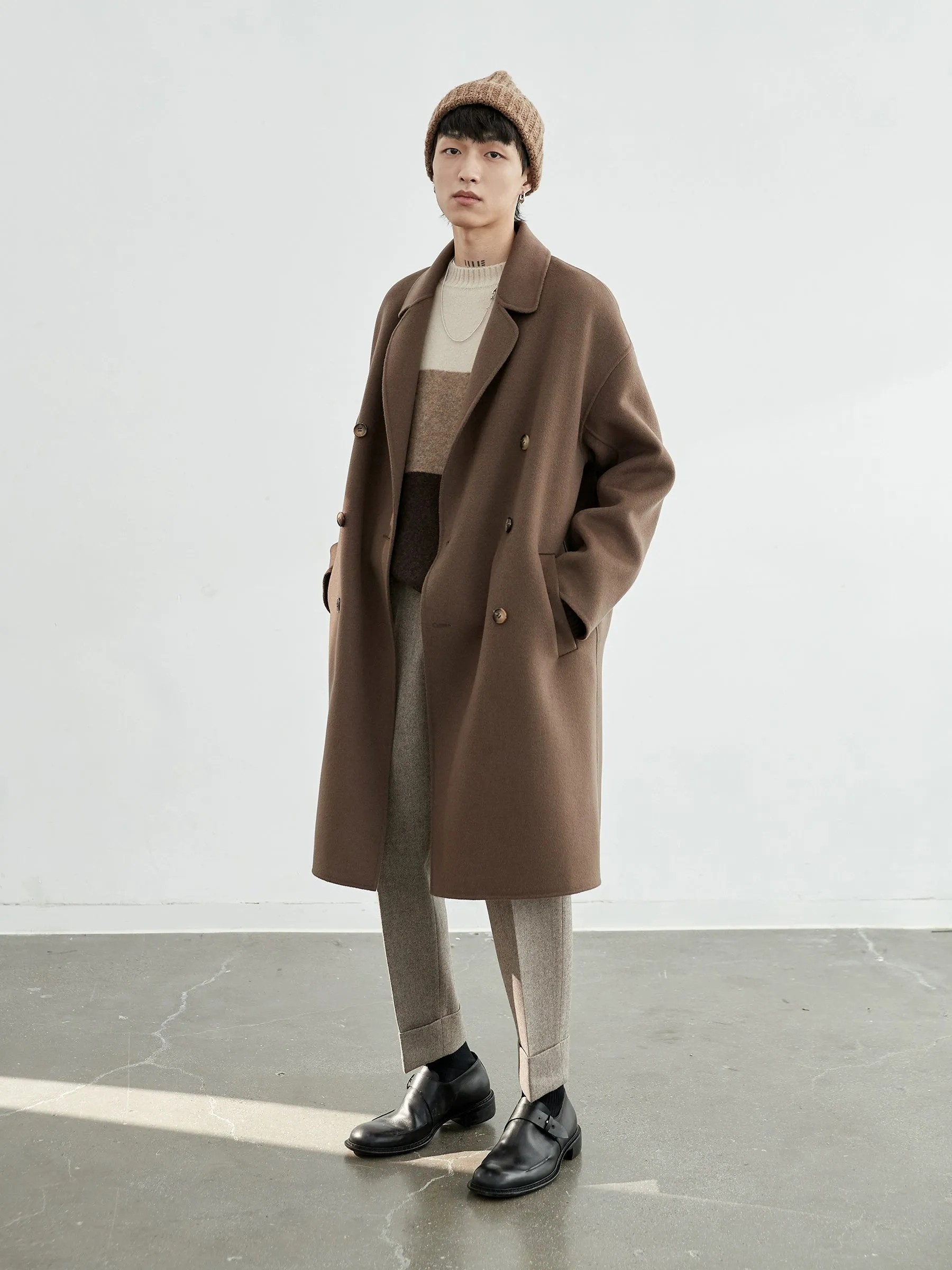 Double-Breasted Oversized Long Coat