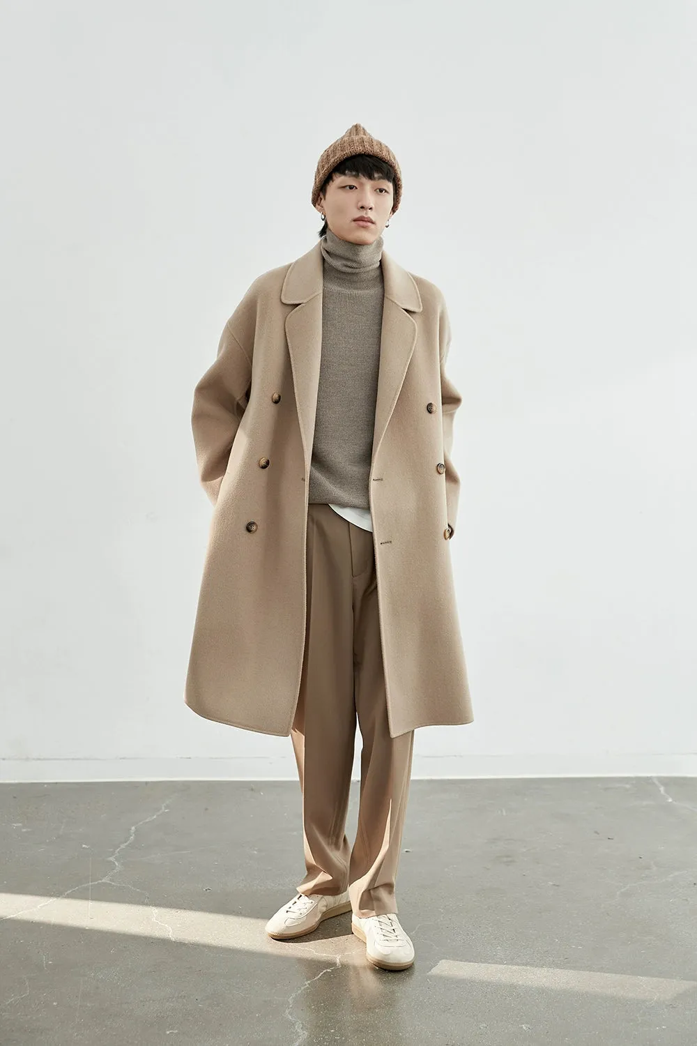 Double-Breasted Oversized Long Coat