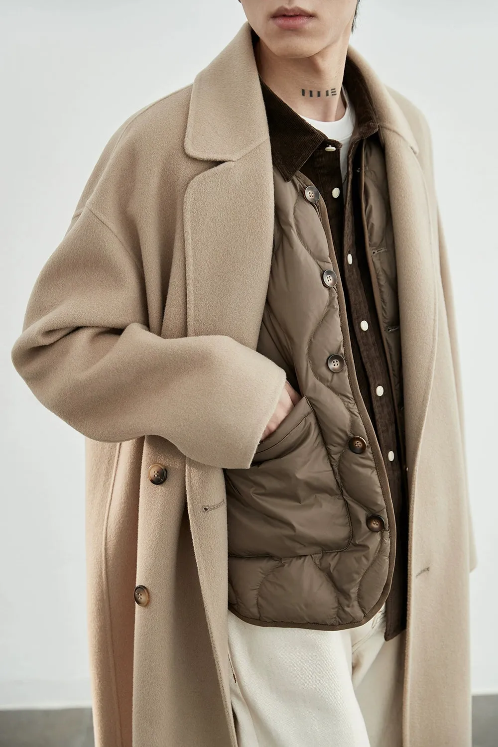 Double-Breasted Oversized Long Coat