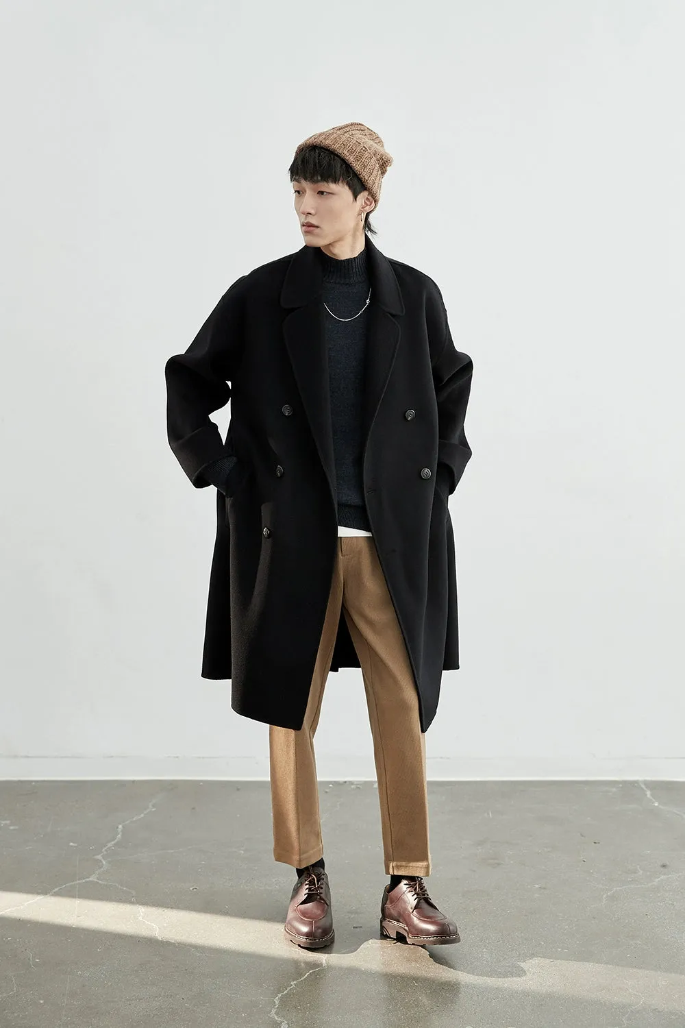 Double-Breasted Oversized Long Coat