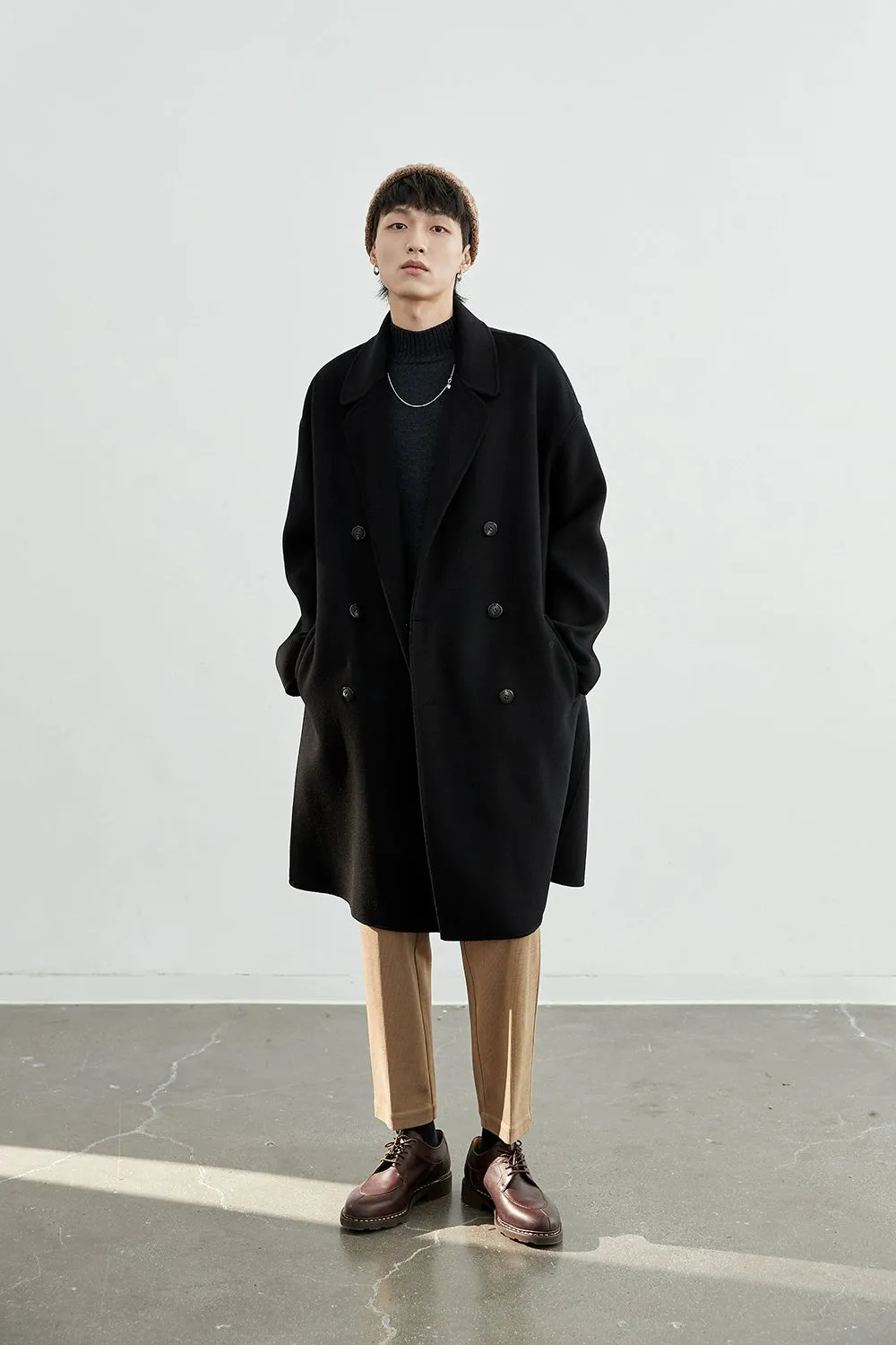 Double-Breasted Oversized Long Coat