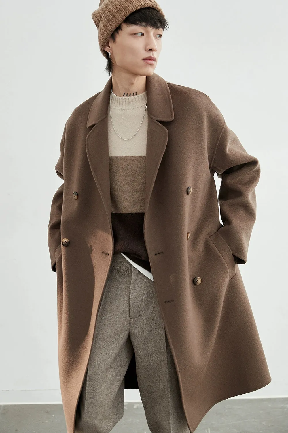 Double-Breasted Oversized Long Coat