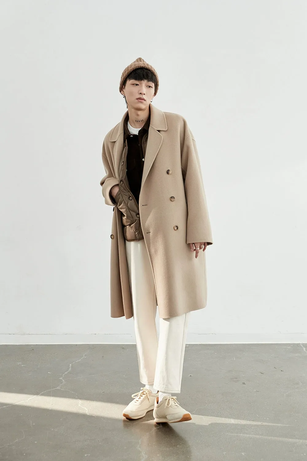 Double-Breasted Oversized Long Coat