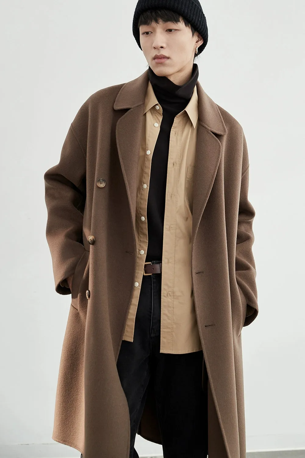 Double-Breasted Oversized Long Coat