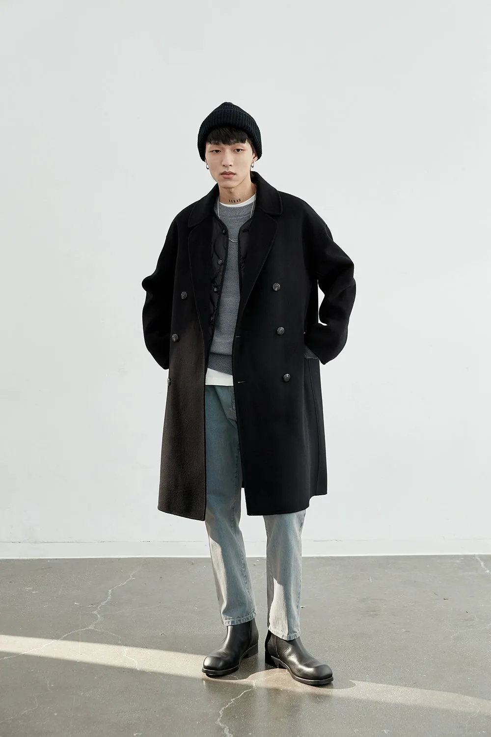 Double-Breasted Oversized Long Coat