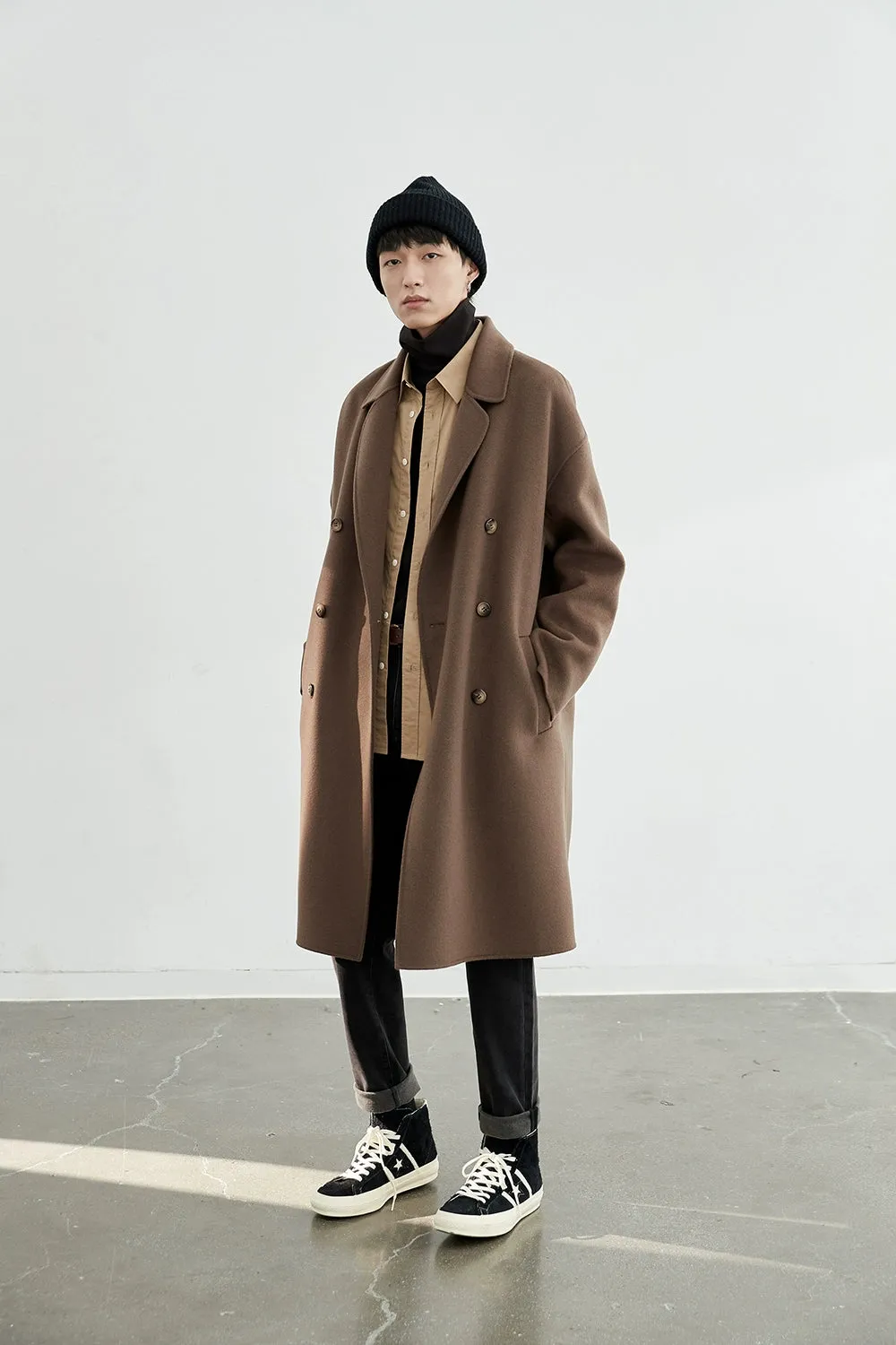 Double-Breasted Oversized Long Coat