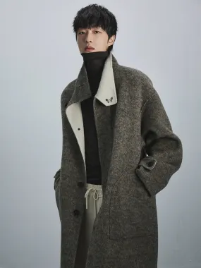 Double-Faced Two-Tone High Neck Handcrafted Coat