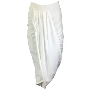 Dries Van Noten White Habrina Draped Jersey Asymmetric Midi Skirt