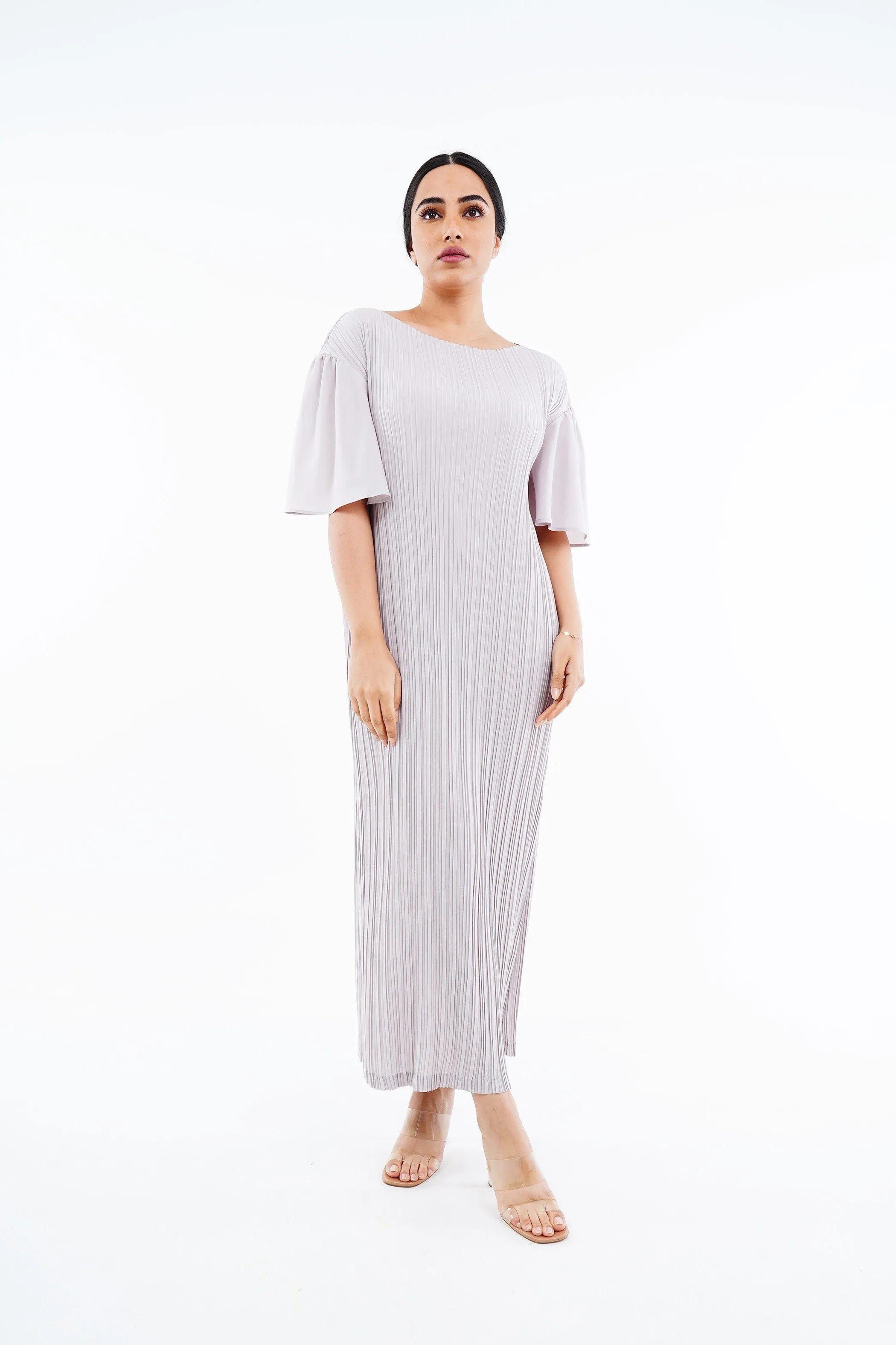 Duffin Pleated Dress With Flared Sleeves