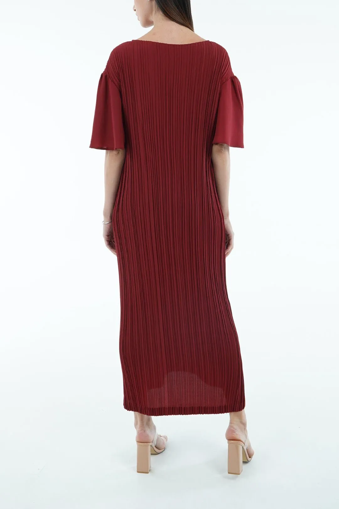 Duffin Pleated Dress With Flared Sleeves