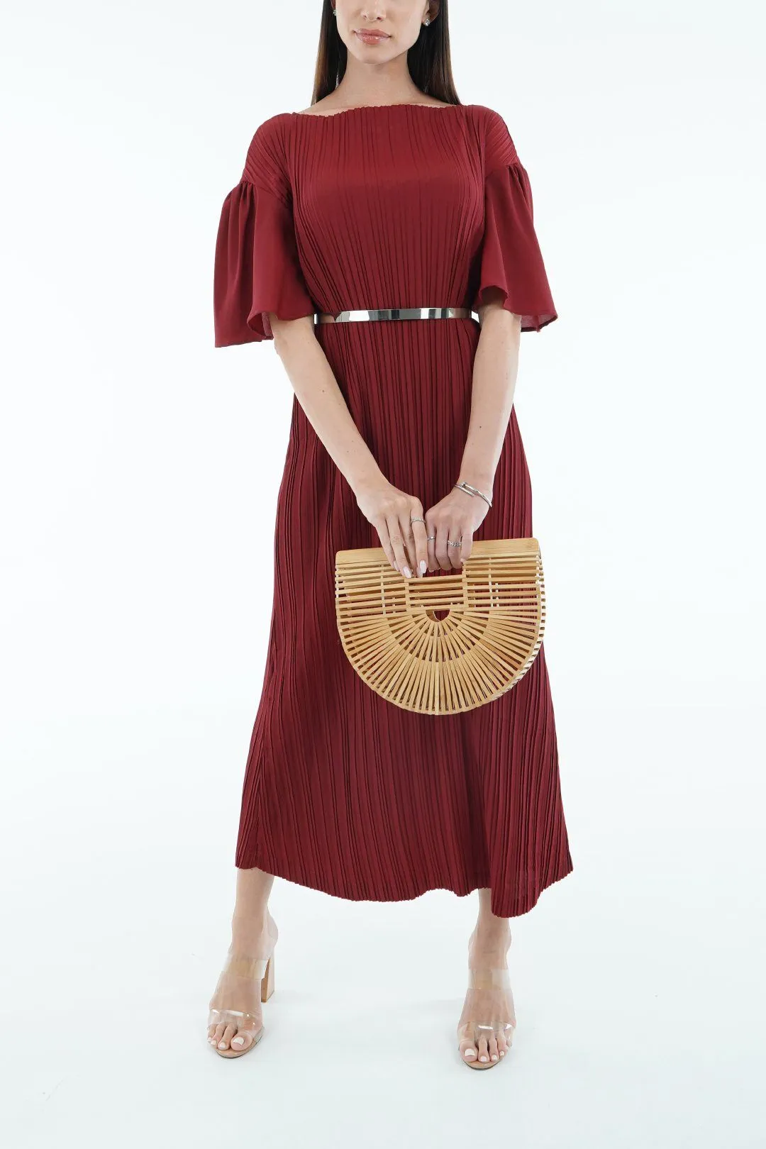 Duffin Pleated Dress With Flared Sleeves