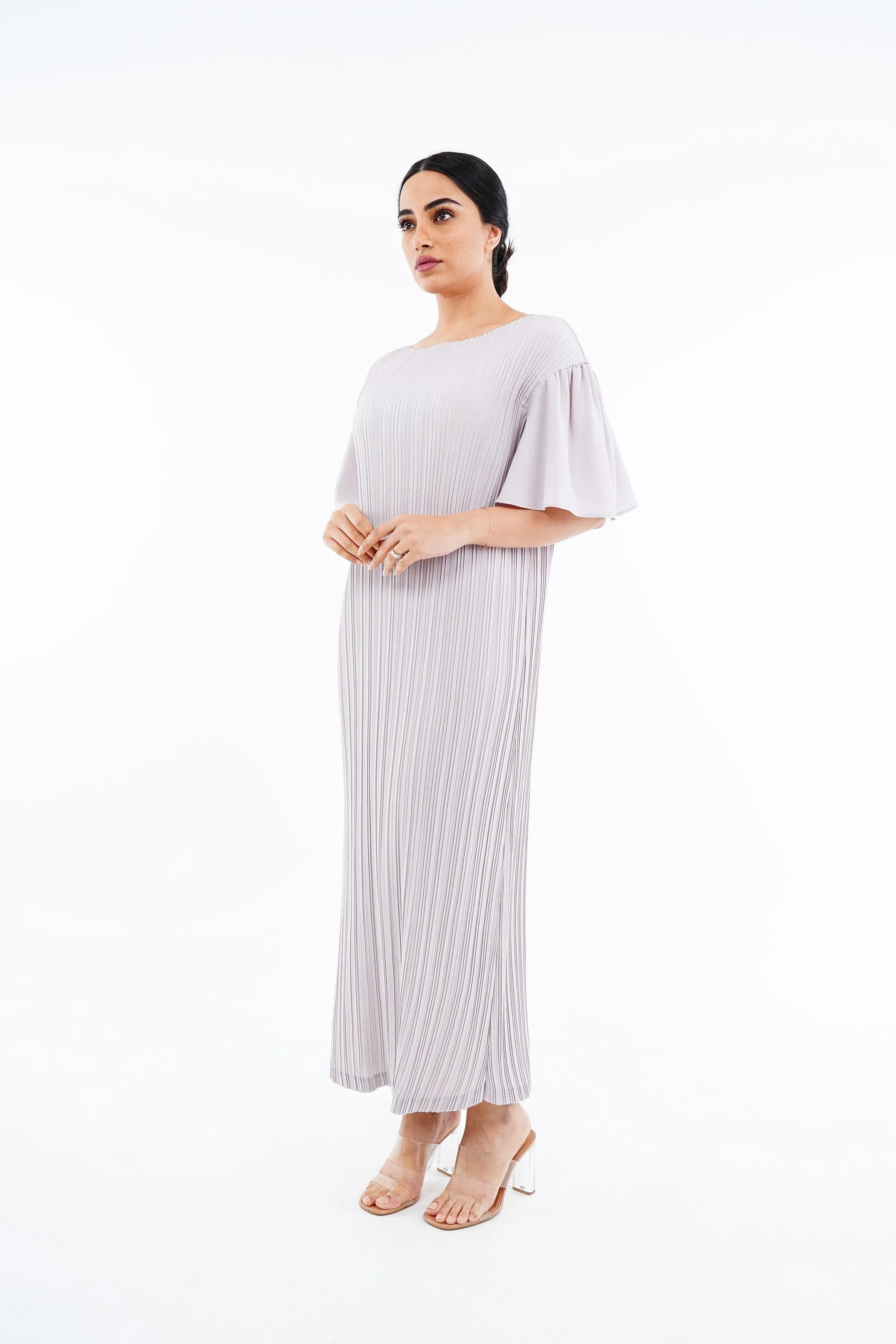 Duffin Pleated Dress With Flared Sleeves