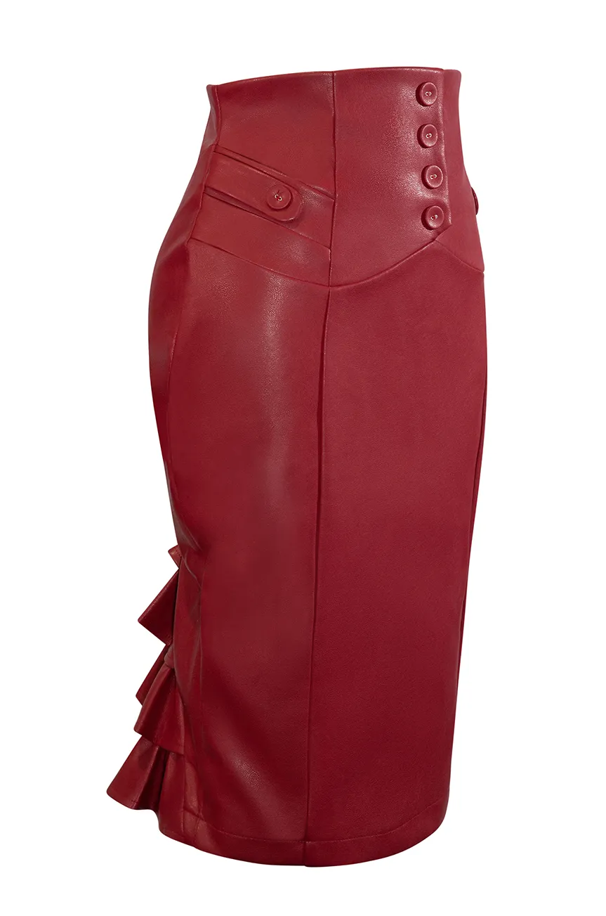 Easy Rider Bustle Wiggle Skirt (Burgundy)