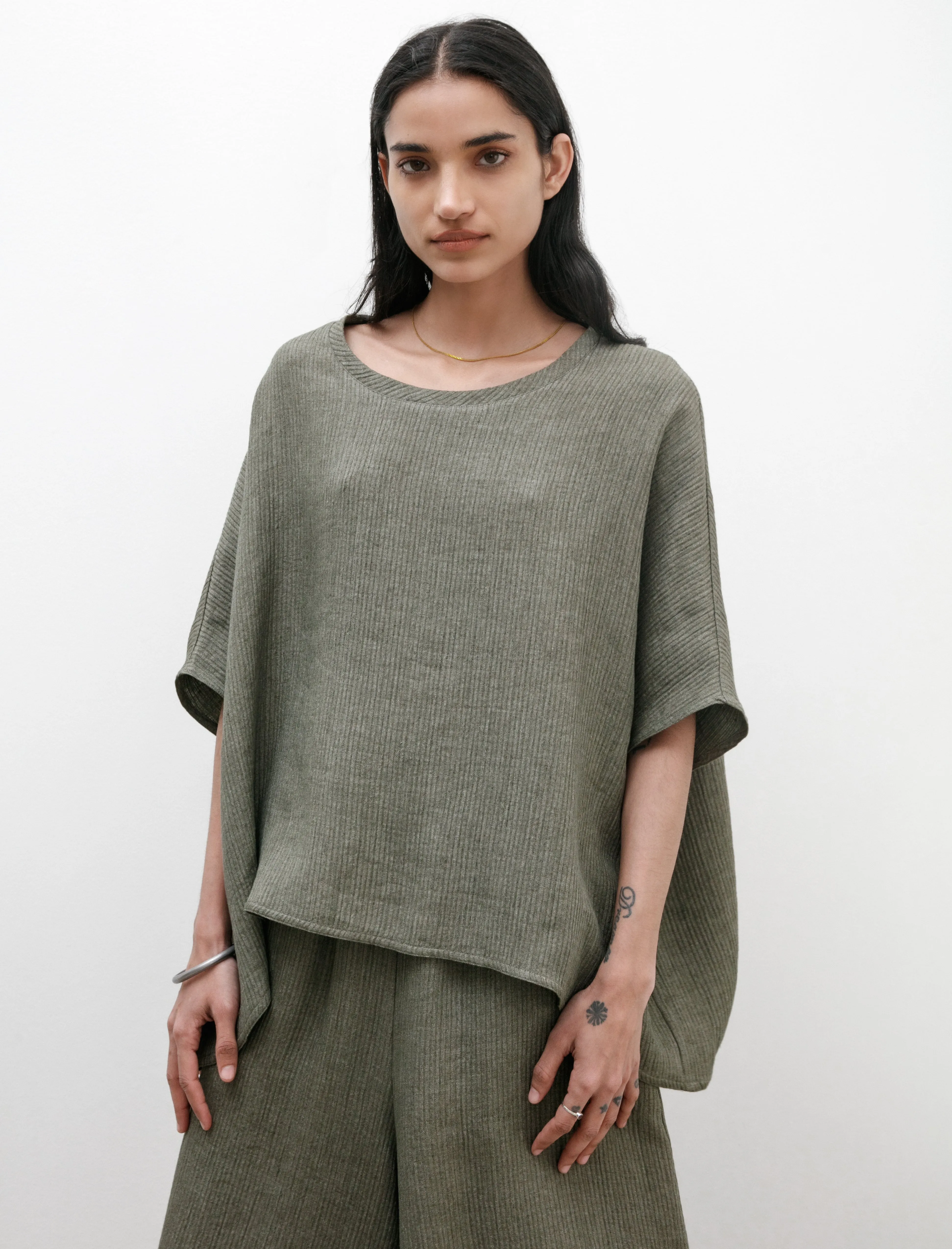 Easy T-Shirt Wave Linen Military Green