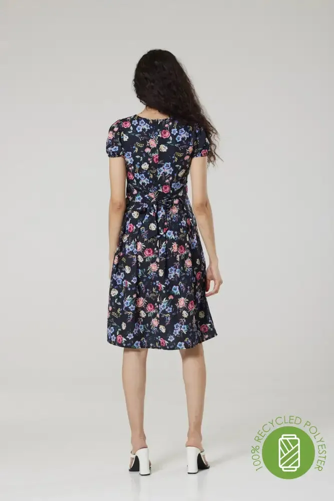 Edwina V Neck Midi Tea, Wrap Dress