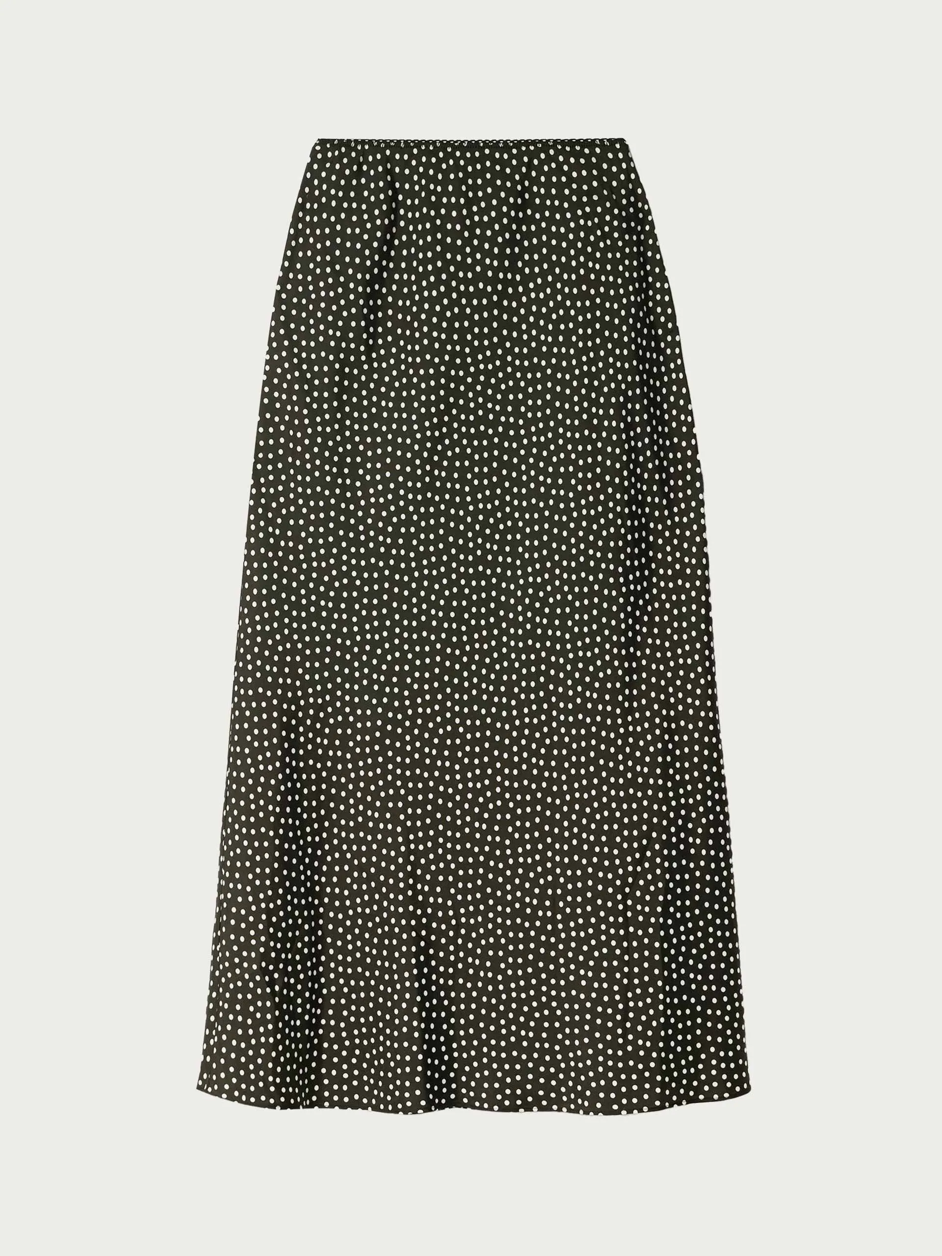 Elowena polka-dot silk-blend midi skirt