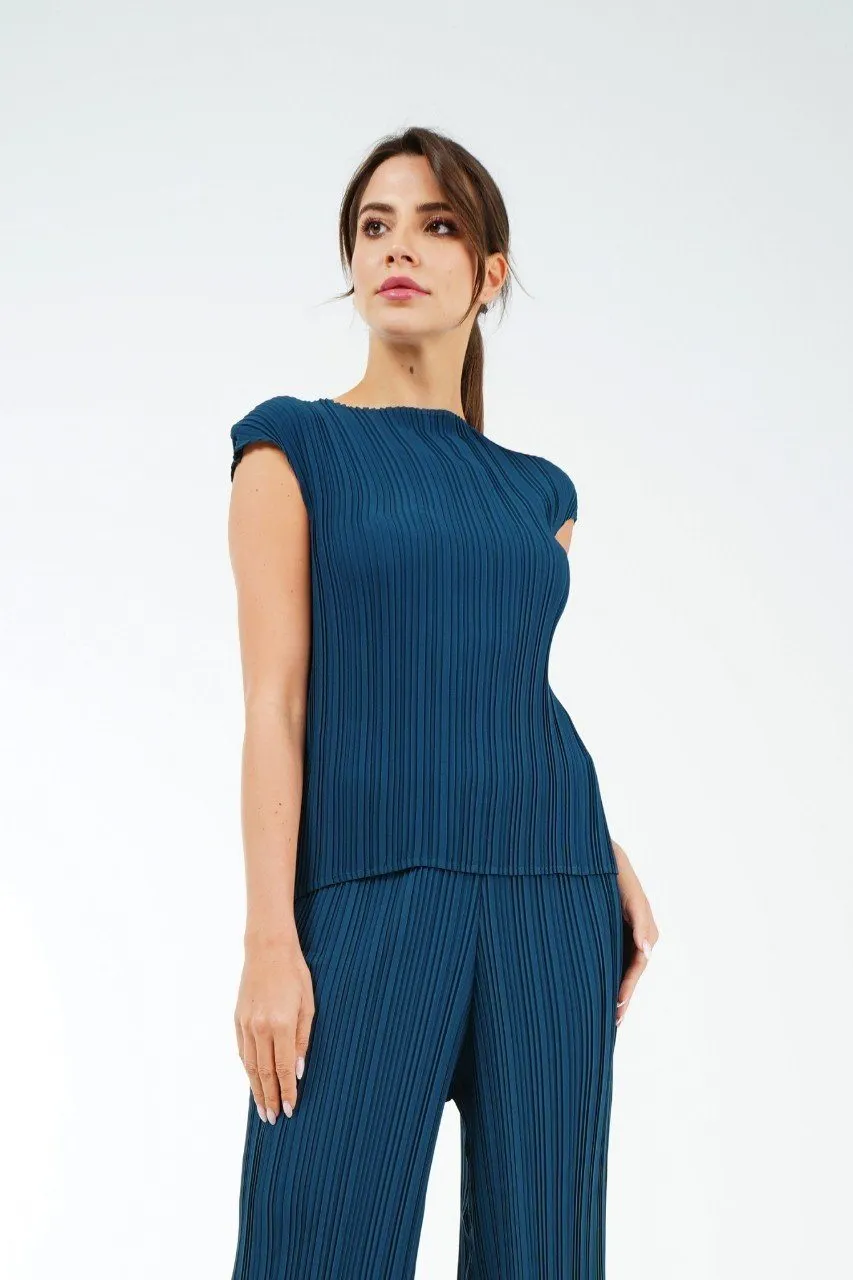 Emmy Cap Sleeve Pleated Top