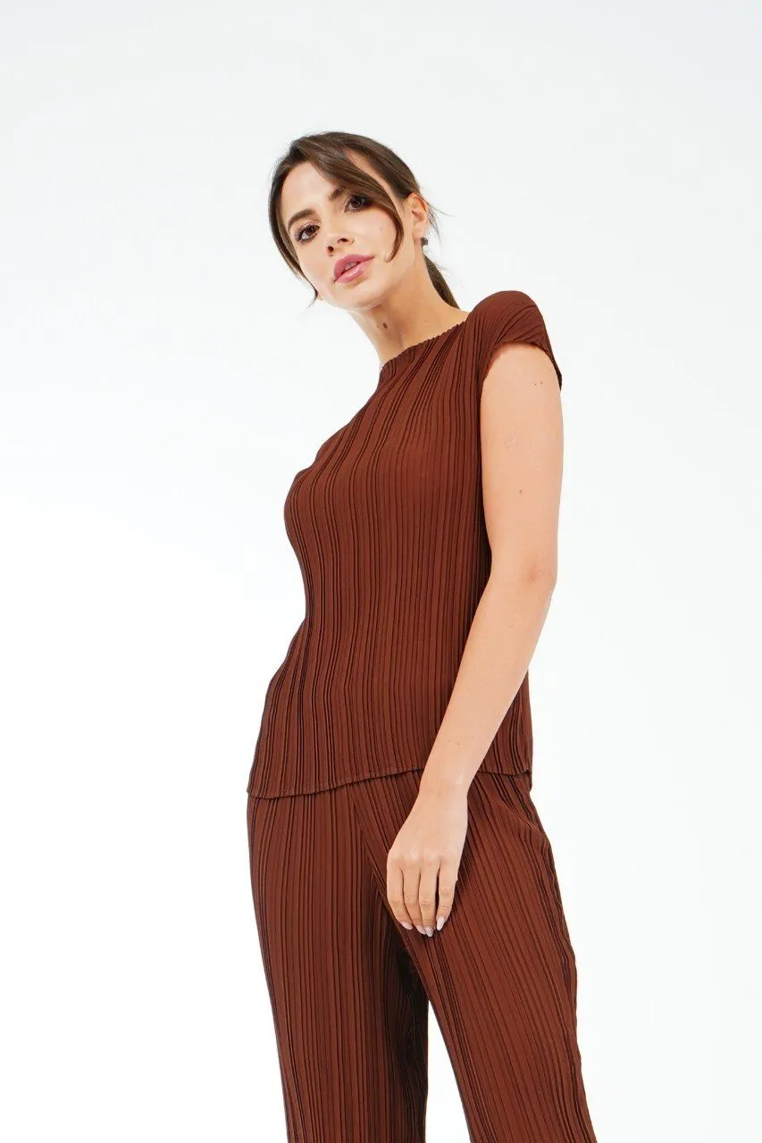 Emmy Cap Sleeve Pleated Top