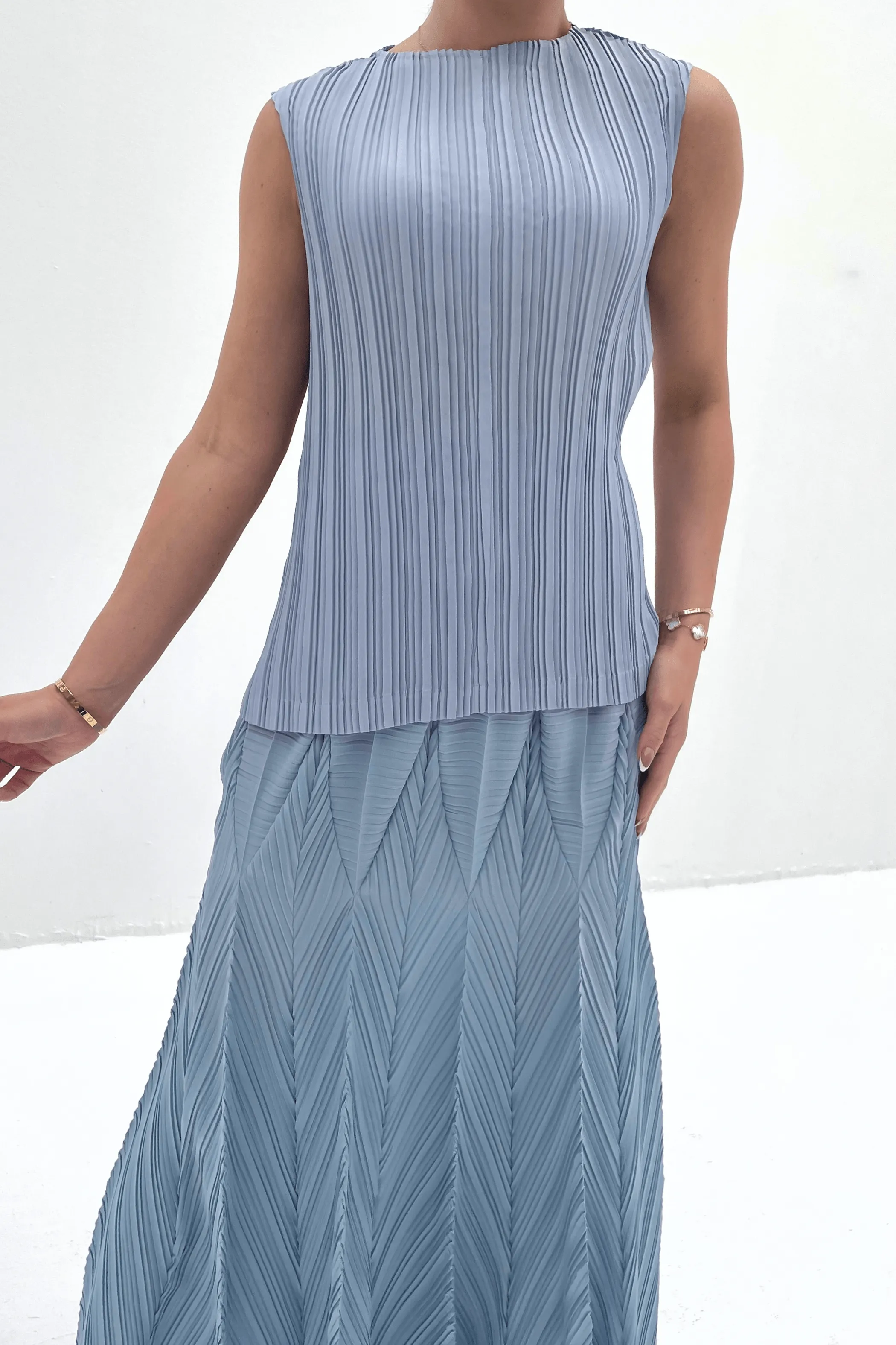 Emmy Cap Sleeve Pleated Top