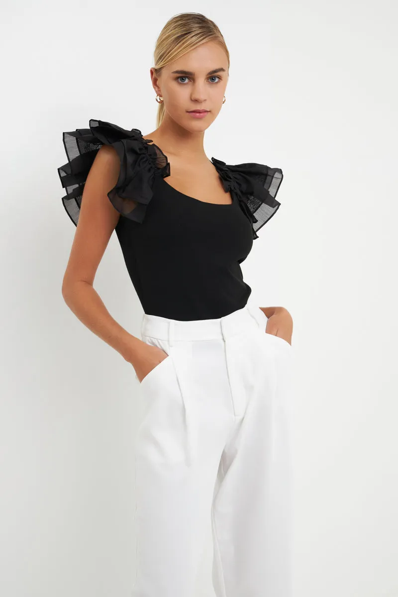 Endless Rose - Organza Ruffle with Knit Top