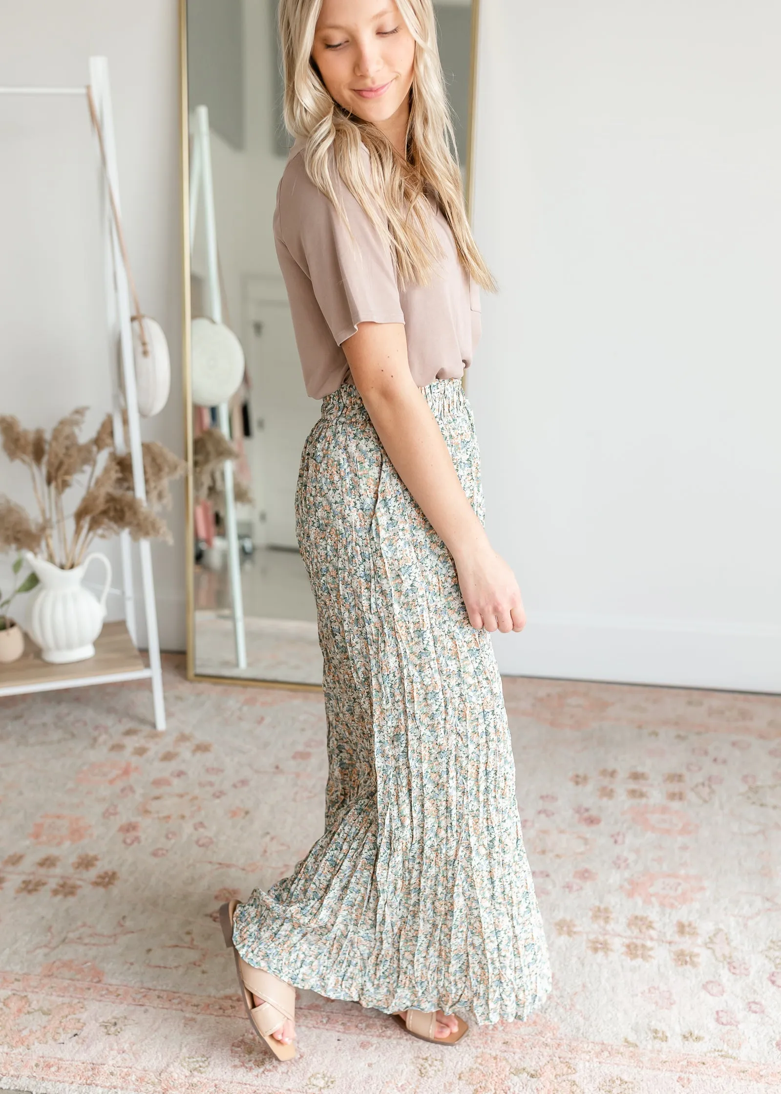 Floral Pleated Maxi Skirt - FINAL SALE